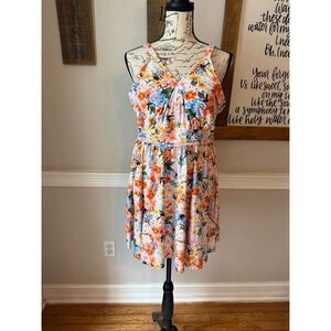 BloomChic Womens Floral Swim Dress One Piece Swimsuit Multicolor Size 14-16 NWOT